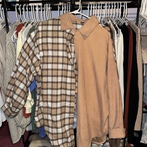 Two-Tone Plaid and Solid Shirt